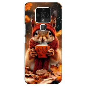 Печатный чехол «Зверята с кофе» для TECNO Camon 16 (Белка с кофе)