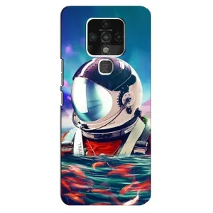Силиконовый Чехол с принтом "Космонавты" на TECNO Camon 16 (Космонавт в воде)