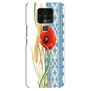 Силиконовый Чехол на TECNO Camon 16 с картинкой Вышиванки (Вышиванка с цветком)