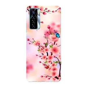 Чехол с принтом САКУРЫ на TECNO Camon 17 Pro (Бабочки на сакуре)