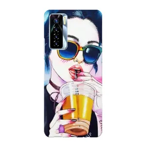 Чехол с картинкой Модные Девчонки TECNO Camon 17 Pro (Девушка с коктейлем)