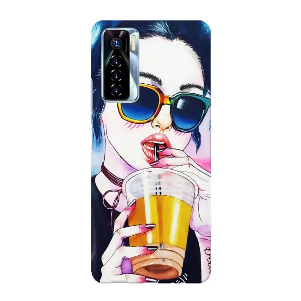 Чехол с рисунком «Девушка с коктейлем» для TECNO Camon 17 Pro Чехол с рисунком «Девушка с коктейлем» для TECNO Camon 17 Pro