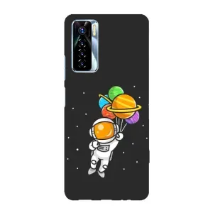 Силиконовый Чехол с принтом "Космонавты" на TECNO Camon 17 Pro (Космонавт с шариками)