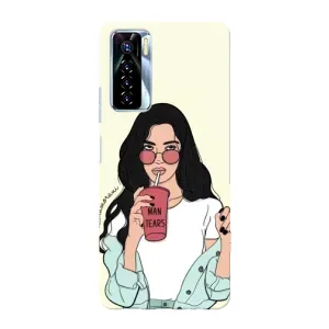 Силиконовый Чехол на TECNO Camon 17 Pro с картинкой Стильных Девушек (С напитком)