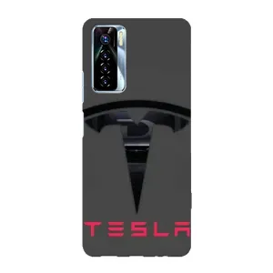 Силиконовый бампер с картинкой машины на TECNO Camon 17 Pro (Logo TESLA)