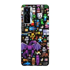 Чехол майнкрафт для TECNO Camon 17 Pro (Все персонажи)