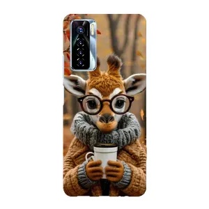 Печатный чехол «Зверята с кофе» для TECNO Camon 17 Pro (Жираф с кофе)