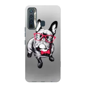 Чехол (ТПУ) Милые собачки для TECNO Camon 17 (Бульдог в очках)