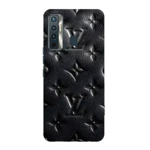 Текстурный Чехол Louis Vuitton для Техно Камон 17 (Черный ЛВ)