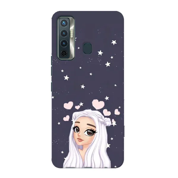 Чехол с рисунком «Девушка и сердечки» для TECNO Camon 17 Чехол с рисунком «Девушка и сердечки» для TECNO Camon 17