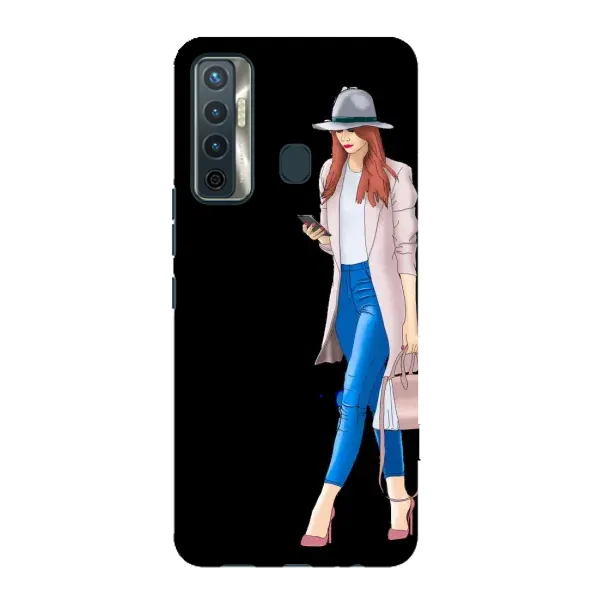 Чехол с рисунком «Девушка со смартфоном» для TECNO Camon 17 Чехол с рисунком «Девушка со смартфоном» для TECNO Camon 17