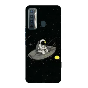 Силиконовый Чехол с принтом "Космонавты" на TECNO Camon 17 (Космонавт на рыбалке)