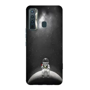 Силиконовый Чехол с принтом "Космонавты" на TECNO Camon 17 (Космонавт романтик)