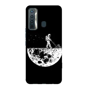 Силиконовый Чехол с принтом "Космонавты" на TECNO Camon 17 (Космонавт)