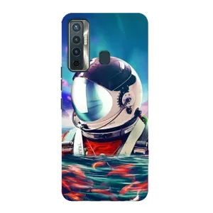 Силиконовый Чехол с принтом "Космонавты" на TECNO Camon 17 (Космонавт в воде)