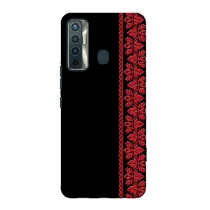 Силиконовый Чехол на TECNO Camon 17 (Красная Вышиванка)