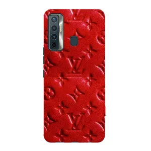 Текстурный Чехол Louis Vuitton для Техно Камон 17 (Красный ЛВ)