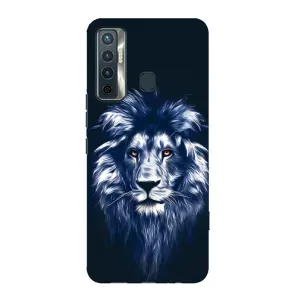 Чехол с картинкой на TECNO Camon 17 (Лев - синий)