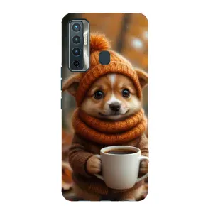 Печатный чехол «Зверята с кофе» для TECNO Camon 17 (Собачка с кофе)