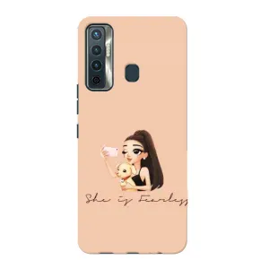 Силиконовый Чехол на TECNO Camon 17 с картинкой Стильных Девушек (С собакой)