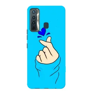 Чехлы (Знак сердечка) на TECNO Camon 17 (Сердце на синем)