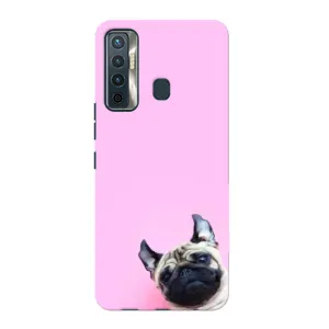 Бампер для TECNO Camon 17 с картинкой "Песики" (Собака на розовом)