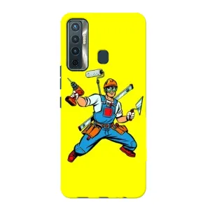 Силиконовый бампер (Работники) на TECNO Camon 17 (Строитель)