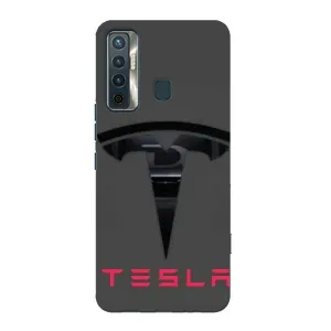 Силіконовий бампер з картинкою машини на TECNO Camon 17 (Logo TESLA)