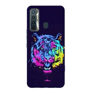 Силиконовый бампер с картинкой животных для TECNO Camon 17 (Тигр-Арт)