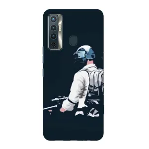 Силиконовый чехол с картинкой "Герой Pubg" на TECNO Camon 17 (В экиперовке)