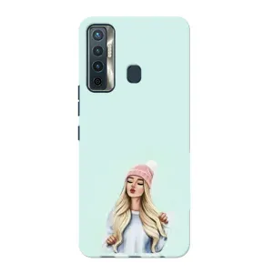 Силиконовый Чехол на TECNO Camon 17 с картинкой Стильных Девушек (В шапке)