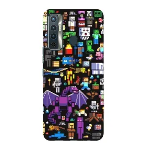 Чехол майнкрафт для TECNO Camon 17 (Все персонажи)