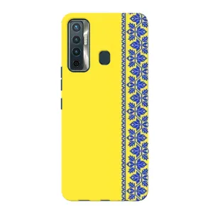 Силиконовый Чехол на TECNO Camon 17 (Вышиванка на желтом)