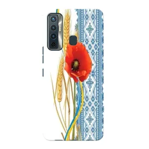 Силиконовый Чехол на TECNO Camon 17 с картинкой Вышиванки (Вышиванка с цветком)