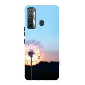 Силиконовый Чехол с одуванчиками на TECNO Camon 17 (Закат с одуванчиком)