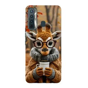 Печатный чехол «Зверята с кофе» для TECNO Camon 17 (Жираф с кофе)