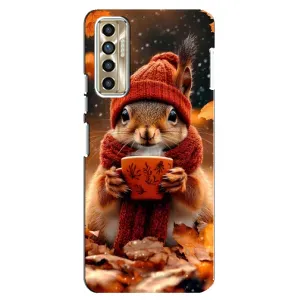 Друкований чохол 'Звірята з кавою' для TECNO Camon 17P (CG7n) (Білка з кавою)