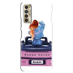 Силиконовый Чехол на TECNO Camon 17P (CG7n) с картинкой Стильных Девушек (Девушка на машине)