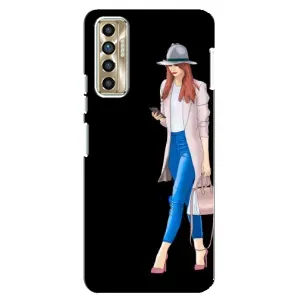 Чехол с картинкой Модные Девчонки TECNO Camon 17P (CG7n) (Девушка со смартфоном)