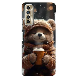 Друкований чохол 'Звірята з кавою' для TECNO Camon 17P (CG7n) (Ведмедик з кавою)