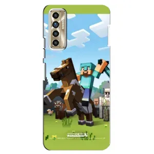 Чехлы для TECNO Camon 17P (CG7n) (Персонажи Майн Крафт) (На коне)