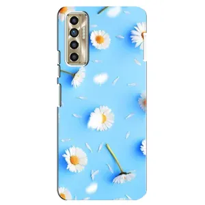 Чохол з Квітами для TECNO Camon 17P (CG7n) (ромашки на блакитному)