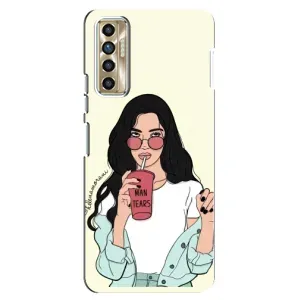 Силиконовый Чехол на TECNO Camon 17P (CG7n) с картинкой Стильных Девушек (С напитком)