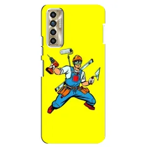 Силиконовый бампер (Работники) на TECNO Camon 17P (CG7n) (Строитель)