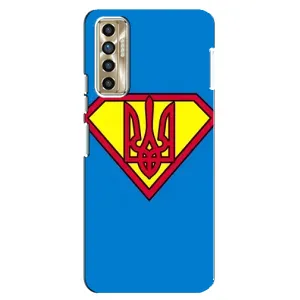 Чохол з картинкою (Патріотичний ГЕРБ) на TECNO Camon 17P (CG7n) (Герб - супер герой)