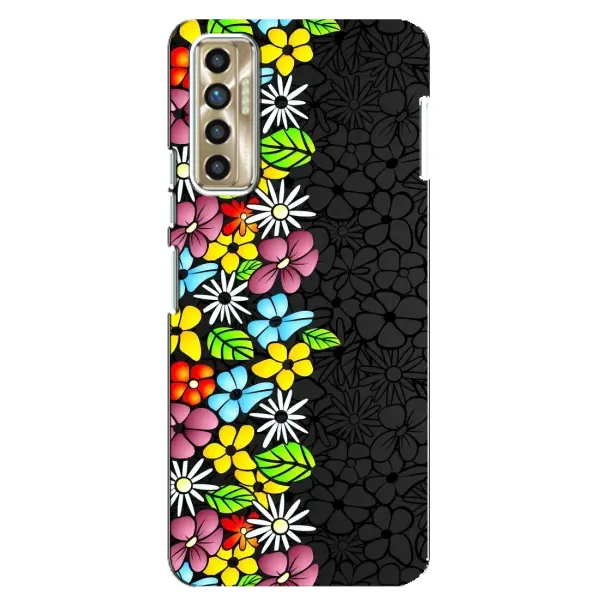 Чехол с рисунком «Яркие цветы на черном» для TECNO Camon 17P (CG7n) Чехол с рисунком «Яркие цветы на черном» для TECNO Camon 17P (CG7n)
