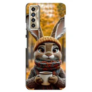 Друкований чохол 'Звірята з кавою' для TECNO Camon 17P (CG7n) (Зайчик з кавою)