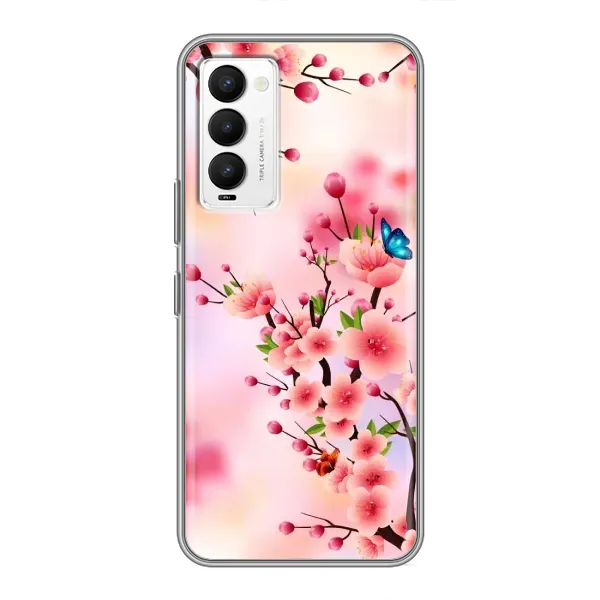 Чехол с рисунком «Бабочки на сакуре» для TECNO Camon 18 / Camon 18P Чехол с рисунком «Бабочки на сакуре» для TECNO Camon 18 / Camon 18P