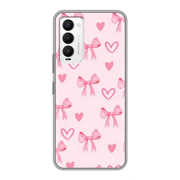 Чехол с рисунком «Бантики и сердечки» для TECNO Camon 18 / Camon 18P Чехол с рисунком «Бантики и сердечки» для TECNO Camon 18 / Camon 18P