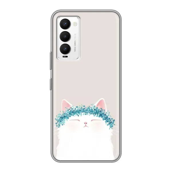 Чехол с рисунком «Белый котик» для TECNO Camon 18 / Camon 18P Чехол с рисунком «Белый котик» для TECNO Camon 18 / Camon 18P